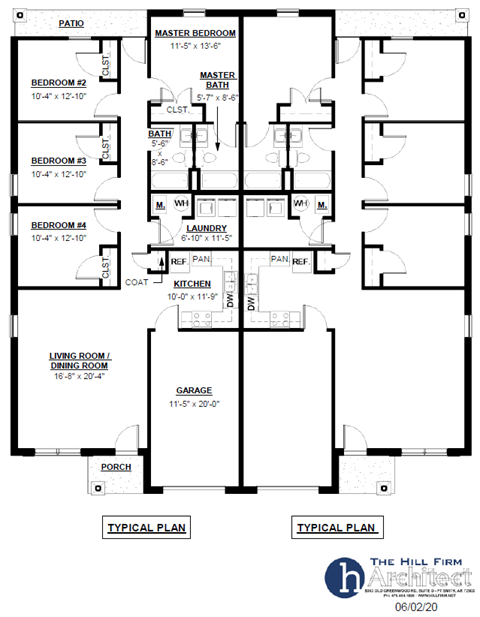 Floor plan for 4 beds, 2 baths, 1419 sqft