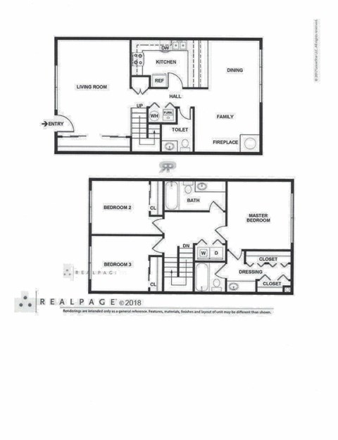 Floor plan for 3 beds, 2.5 baths, 1400 sqft