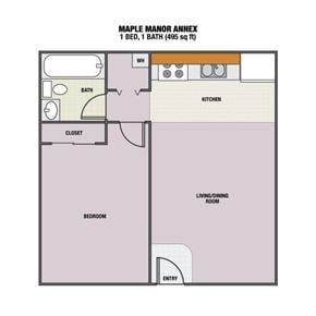 Eugene apartment for rent - 1 Bedroom plan