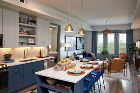 Austin apartment for rent - Kitchen island with built-in shelving