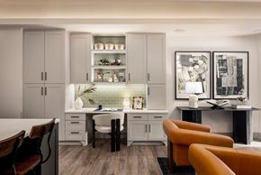 Dallas apartment for rent - A modern kitchen with a dining table and chairs.