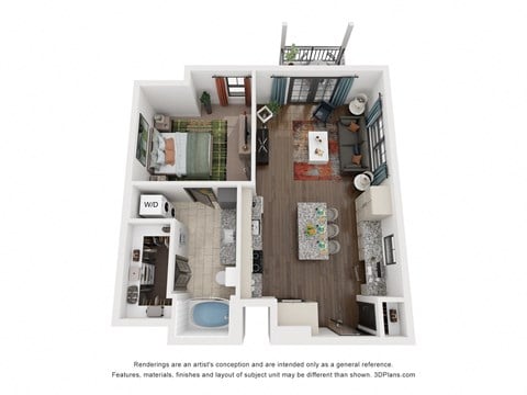 Floor plan for 1 bed, 1 bath, 772 sqft