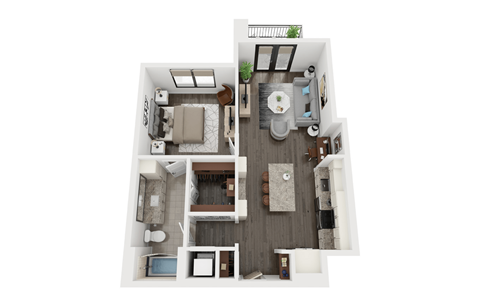 Floor plan for 1 bed, 1 bath, 823 sqft