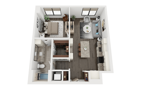 Floor plan for 1 bed, 1 bath, 759 sqft