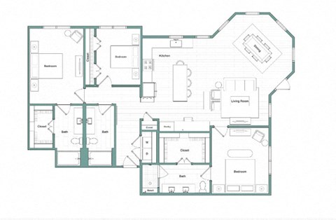 Floor plan for 3 beds, 3 baths, 1789 sqft