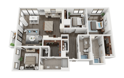 Floor plan for 3 beds, 3 baths, 1743 sqft