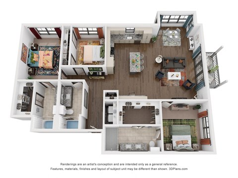 Floor plan for 3 beds, 3 baths, 1763 sqft