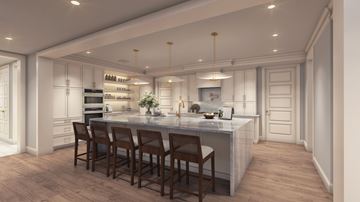 Houston apartment for rent - A kitchen with a table and chairs in front of a counter.