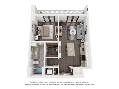 Floor plan for 1 bed, 1 bath, 759 sqft