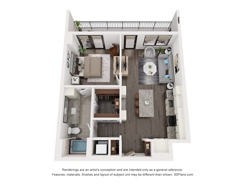 Floor plan for 1 bed, 1 bath, 765 sqft