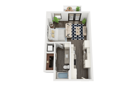 Floor plan for studio, 1 bath, 510 sqft