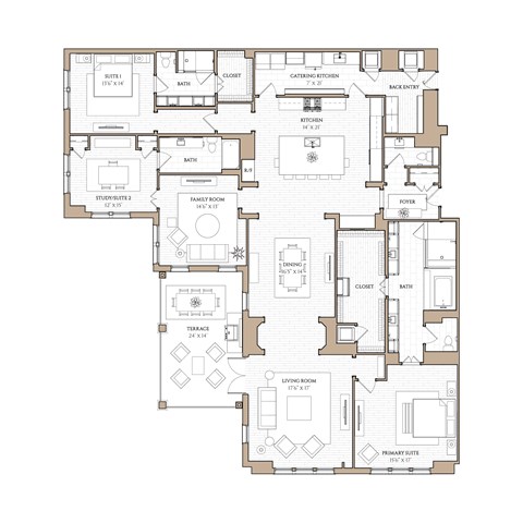 Floor plan for 3 beds, 3.5 baths, 3396 sqft