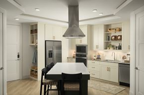 Tempe apartment for rent - The Alyssa kitchen, stainless steel appliances, ceiling lighting, cabinet space, hardwood flooring