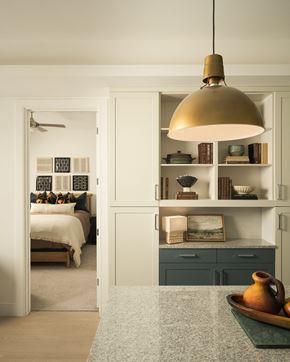 Scottsdale apartment for rent - a bedroom with a bed and a kitchen with a counter top
