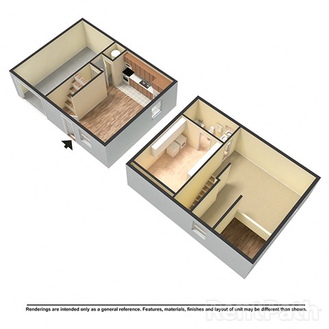 Floor plan for 1 bed, 1 bath