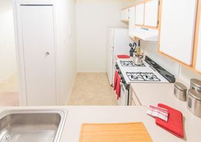 Pontiac apartment for rent - a kitchen with a sink and a stove and a refrigerator