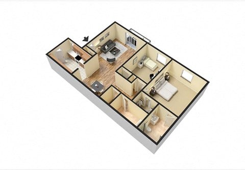 Floor plan for 2 beds, 2 baths, 1100 sqft