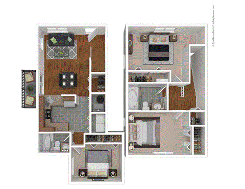 Floor plan for 3 beds, 2 baths, 1200 sqft
