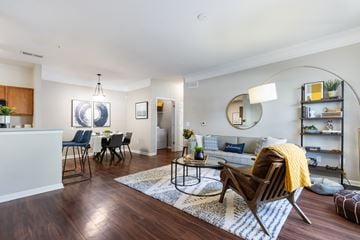 Houma apartment for rent - A living room with a yellow chair and a white sofa.