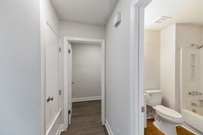 Savannah townhouse for rent - an empty bathroom with a toilet and a shower
