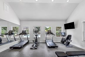 Savannah apartment for rent - a gym with cardio equipment and a flat screen tv