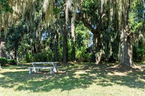 Savannah apartment for rent - a white picnic table in a park with trees