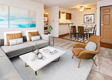 Des Moines apartment for rent - a living room with a couch and a table