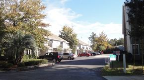 Myrtle Beach apartment for rent - A street view of a residential area with cars parked on the side of the road.