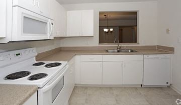 Hendersonville apartment for rent - a kitchen with a stove and a sink and a microwave