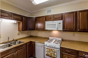 North Little Rock apartment for rent - a kitchen with a stove microwave and a sink