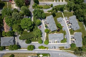 Hendersonville apartment for rent - arial view of a neighborhood with houses and trees