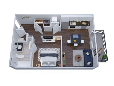 Floor plan for studio, 555 sqft