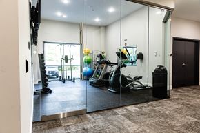 Merrimack apartment for rent - a home gym with a treadmill and exercise balls
