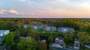 Richland apartment for rent - A bird's eye view of a residential area with houses and trees.