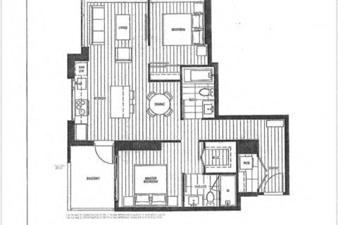 Floor plan for 2 beds, 2 baths, 843 sqft