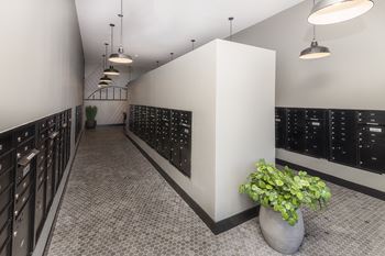 Hallway with mail boxes