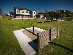 Little Elm apartment for rent - outdoor game area with horseshoe, cornhole, and pickeball