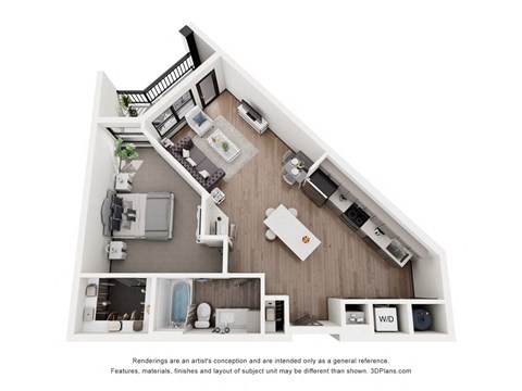 Floor plan for 1 bed, 1 bath, 780 sqft