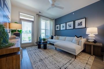 Chester apartment for rent - A living room with a white couch and a rug.