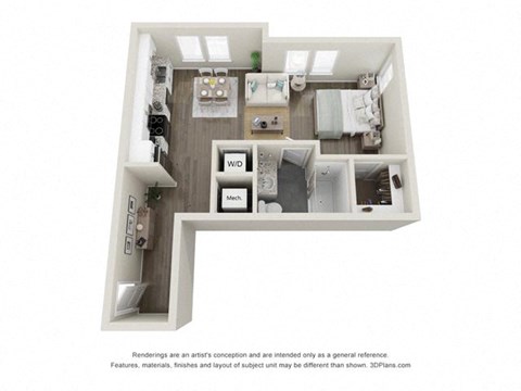 Floor plan for studio, 1 bath, 548 sqft