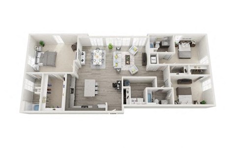Floor plan for 3 beds, 3 baths, 1742 sqft