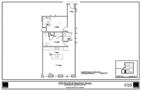 Floor plan for 1 bed, 1 bath, 828 sqft