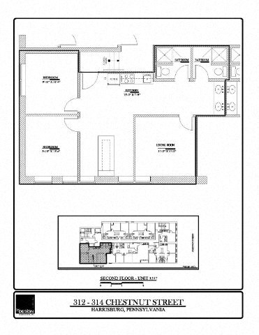 Floor plan for 2 beds, 2 baths, 760 sqft