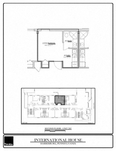 Floor plan for studio, 1 bath, 198 sqft