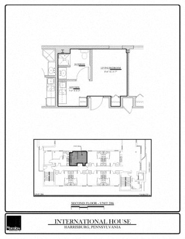 Floor plan for studio, 1 bath, 216 sqft