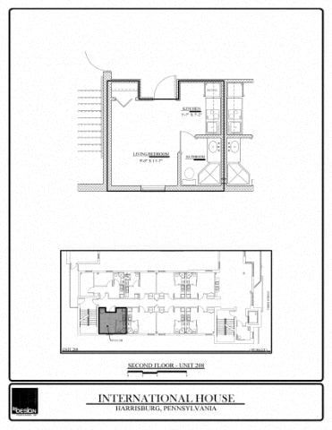 Floor plan for studio, 1 bath, 197 sqft