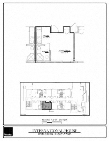 Floor plan for studio, 1 bath, 198 sqft
