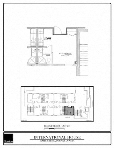 Floor plan for studio, 1 bath, 201 sqft