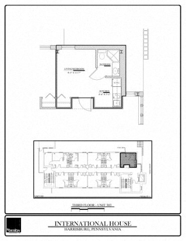 Floor plan for studio, 1 bath, 203 sqft