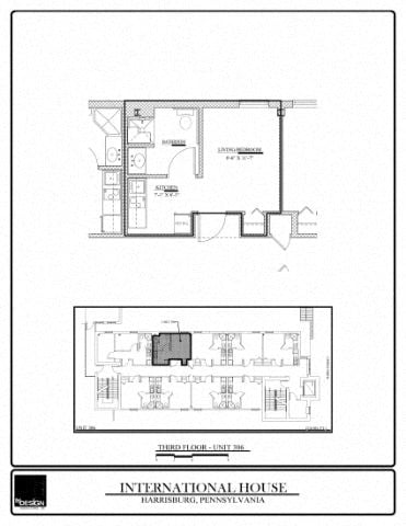 Floor plan for studio, 1 bath, 216 sqft